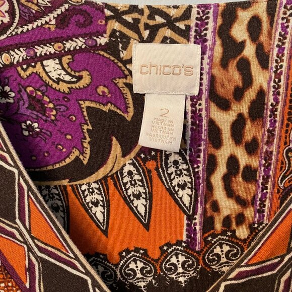 Chico's Size 2 Paisley Print Tunic with Bell Sleeves - Picture 5 of 8